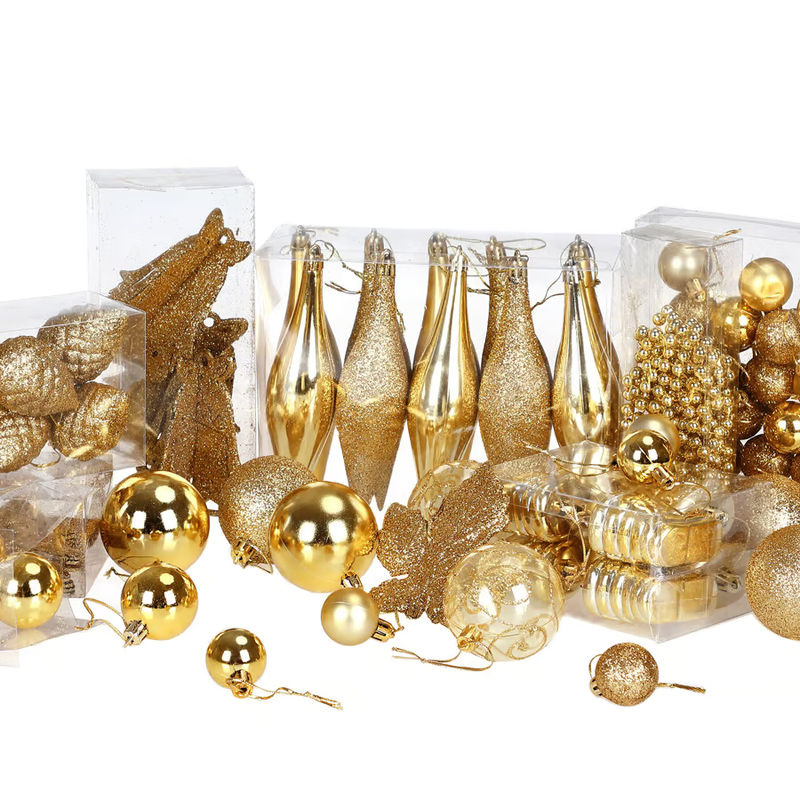 Casaria Weihnachtskugeln Set 102-teilig in Gold und Rot als Weihnachtsbaumschmuck aus Kunststoff - Bild 3