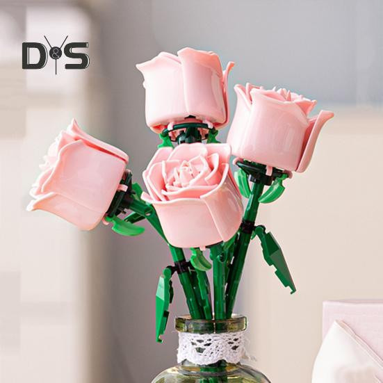 DYS Home Decor Baustein Rose Zweig DIY Montage Spielzeug in Blau aus Kunststoff für Kinder und Erwachsene - Bild 1
