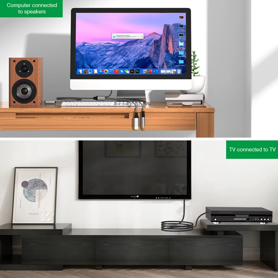 3-in-1 Audio-Adapter Set mit 3,5 mm Klinke, USB-C und Lightning auf 2 Cinch-Audiokabel für Verstärker, Auto und Heimkino-Lautsprecher - Bild 3