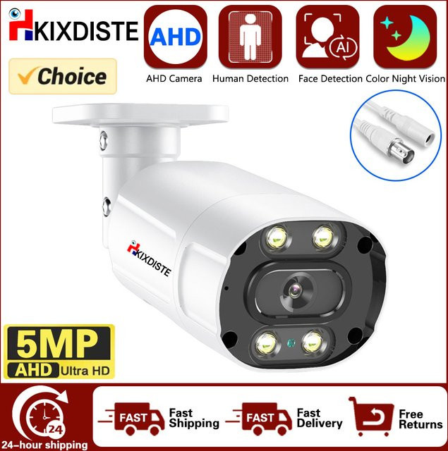 HKIXDISTE AHD Überwachungskamera mit 8MP 5MP Auflösung, 4K CCTV Sicherheitskamera mit Nachtsicht, IP66 wasserdicht, Farbe: Weiß - Bild 1