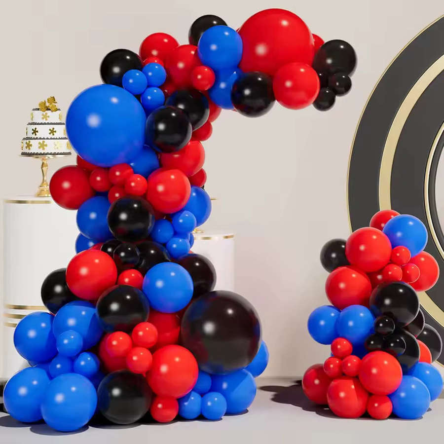 YAYB Ballon Bogen Set mit 95 Stück aus Latex in Rot, Blau und Schwarz für Geburtstag und Baby Shower Dekoration - Bild 2