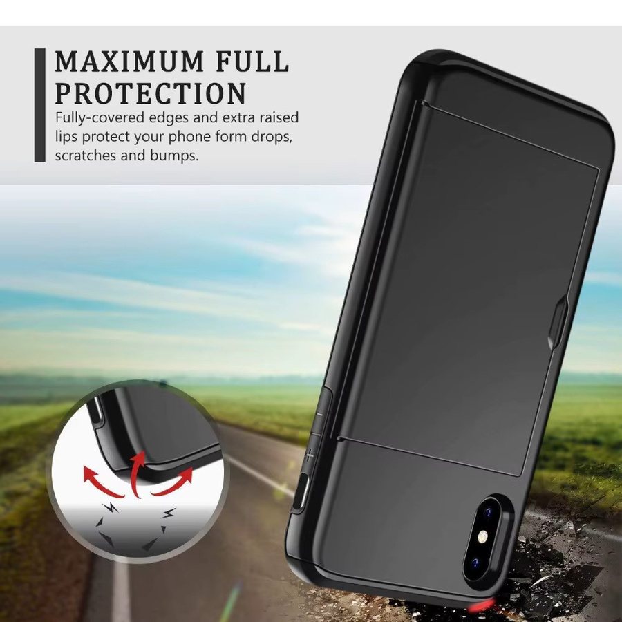 Minvvell Schiebe-Kartenetui Schutzhülle für iPhone 16 15 14 13 12 Pro Max und andere Modelle in Schwarz oder Blau - Bild 2