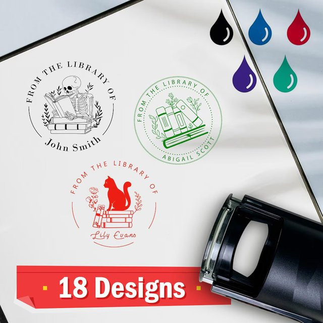 Personalisierter Selbstfärbender Gummistempel von QWELL mit eigenem Logo oder Text in Schwarz - Bild 1