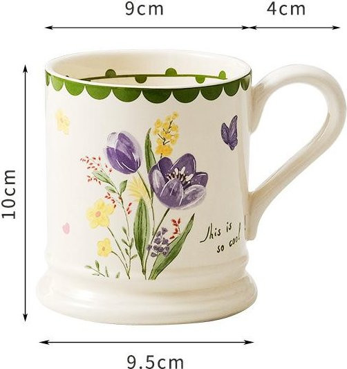 Retro Keramiktasse mit Tulpen-Design von Yiran Furniture, Weiß, 350,5 ml - Bild 1