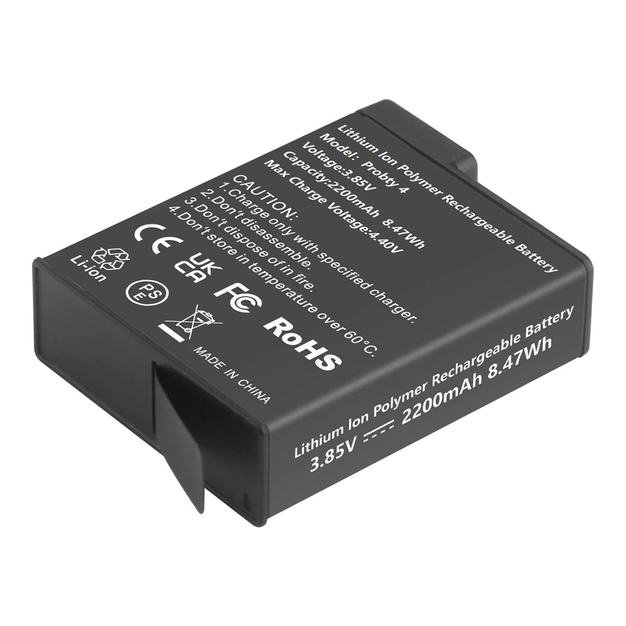 Probty Ersatzakku 2200mAh mit Ladebox für DJI Osmo Action 6/5 Pro/4/3 und Osmo 360 in Schwarz - Bild 2