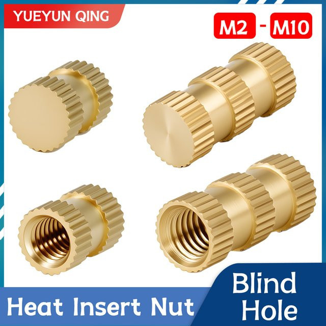 YUEYUN QING Messing Wärmeinsätze für 3D-Drucker, Blindmuttern für Hot Melt Molding und Injektion, Farbe: Gold/Messing - Bild 1