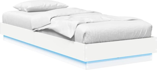 vidaXL Bettgestell mit LED-Unterbettbeleuchtung in Weiß aus Holzwerkstoff B/T/H: 80 x 200 cm - Bild 1