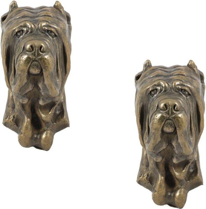 Art-Dog Neapolitan Mastiff Wanddeko – Hängende Hundebüste aus Kunstharz und Metall in Braun und Gold - Bild 1
