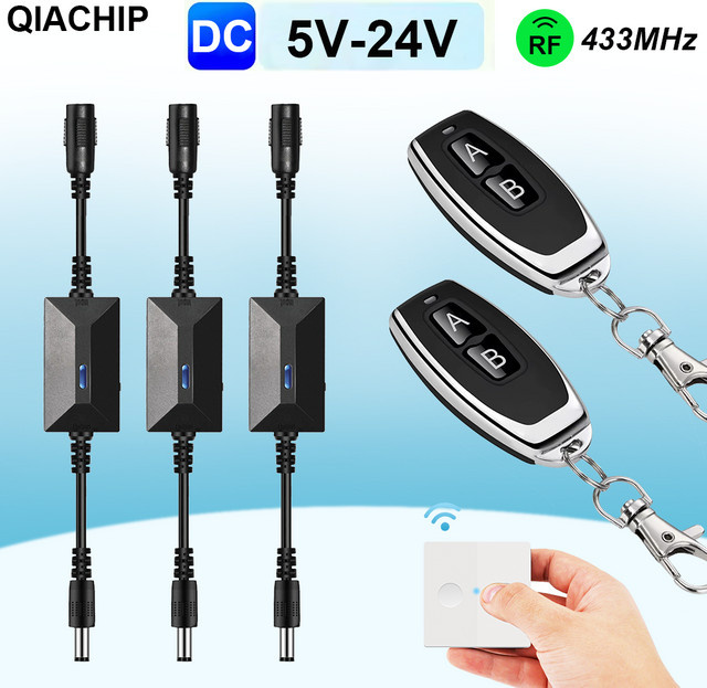 QIACHIP RF 433 MHz Drahtlose Fernbedienung mit Relais-Schalter für LED-Lichter, Leselampen und Wasserpumpen, Weiß - Bild 1