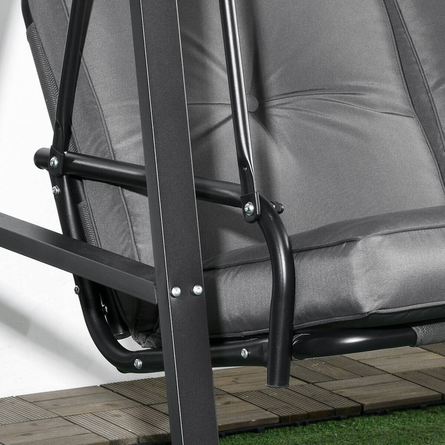 Outsunny Hollywoodschaukel in Dunkelgrau mit Sonnen canopy und Kissen, B/H/L: 116 x 172 x 145 cm - Bild 2