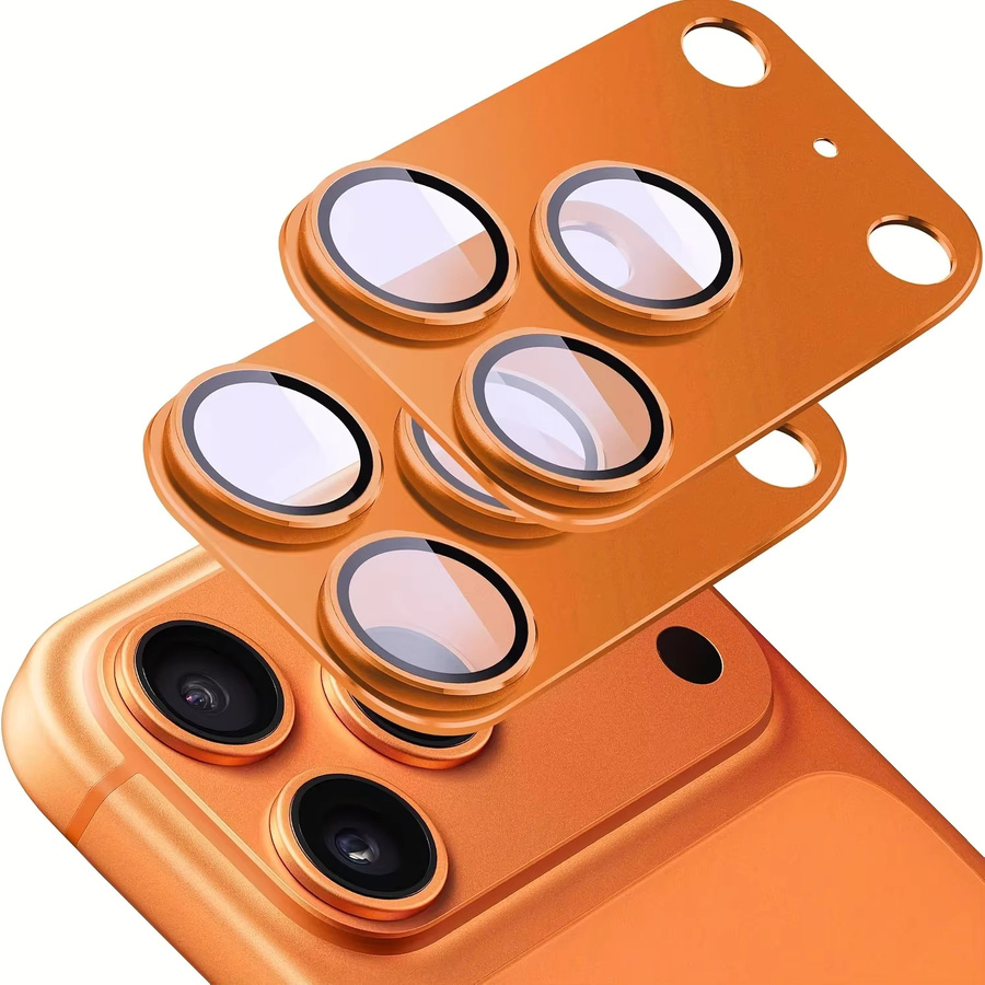 Kameraobjektivschutz für iPhone 17 Pro und iPhone 17 Pro Max in Orange mit robustem Metallring und gehärtetem Glas - Bild 2