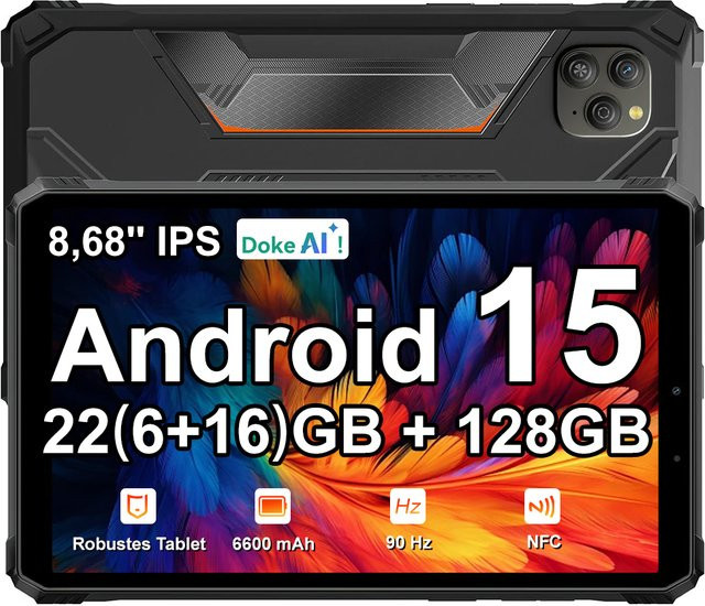 Robustes Blackview Active 5 Tablet in Schwarz mit 8,68-Zoll-IPS-Display, 6 GB RAM, 128 GB ROM und 6600-mAh-Akku - Bild 1