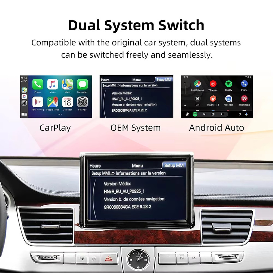 CARABC Wireless CarPlay und Android Auto Modul für Audi A8 D3 (2010-2018) mit MMI 3G, AirPlay und Mirror Link, Schwarz - Bild 2
