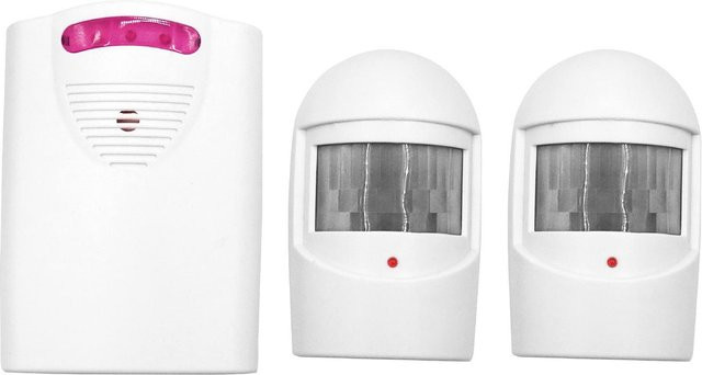 Binchi Multifunktionaler kabelloser Einfahrtsalarm mit IR-Bewegungssensor und WiFi, Türklingel Set mit 1 Empfänger und 2 Sendern, Farbe: Weiß - Bild 1