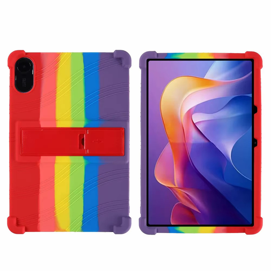 Xiaomi Redmi Pad 2 2025 Schutzhülle aus weichem Silikon mit Standfunktion in Rot und Multicolour - Bild 2