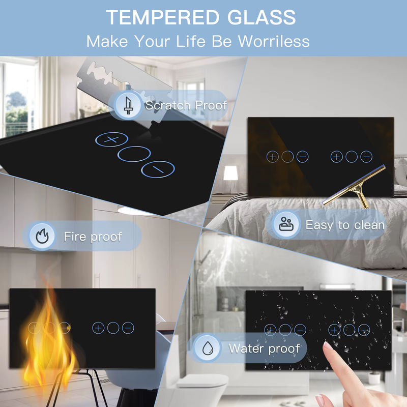 BSEED EU Standard LED Touch Lichtschalter mit Wanddimmer aus Kristallglas in Gold - Bild 4
