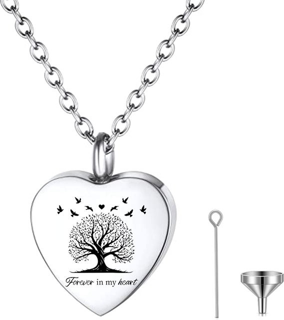 Urnen-Halskette Baum des Lebens, Edelstahl, Silber, Unisex - Bild 1