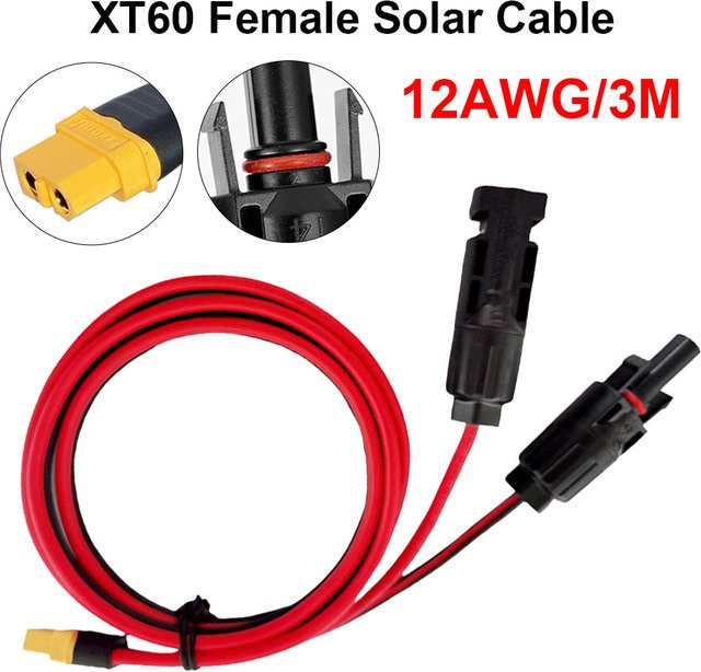 12AWG Solar Ladekabel XT60 Buchse Adapter zu Solar Panel Stecker Verlängerung für tragbare Kraftwerke und Solar Generatoren - Bild 1