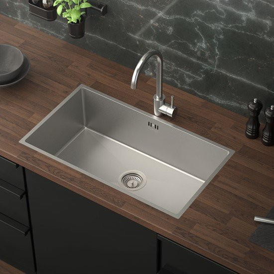 ML-Design Einbauspüle aus Edelstahl in Silber mit Ablaufgarnitur und Überlauf, B/T: 70 x 40 cm - Bild 1