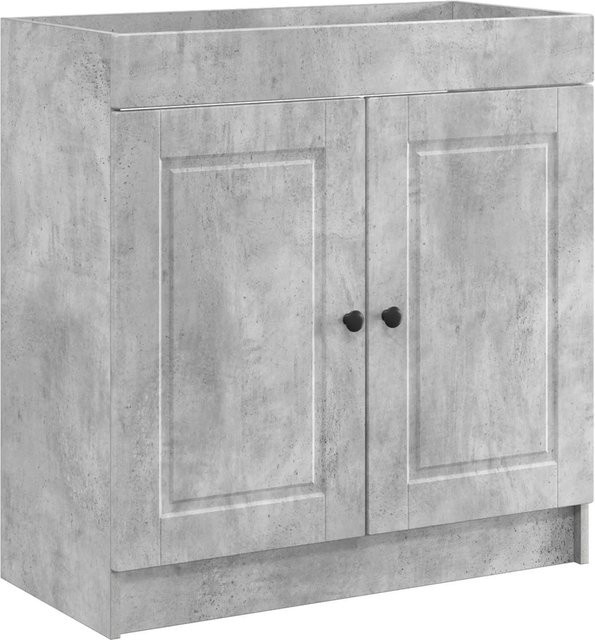vidaXL Badschrank für unter das Waschbecken in Betongrau mit Schranktüren und Regalfächern, B/T/H: 78,5 x 37,5 x 81 cm - Bild 1