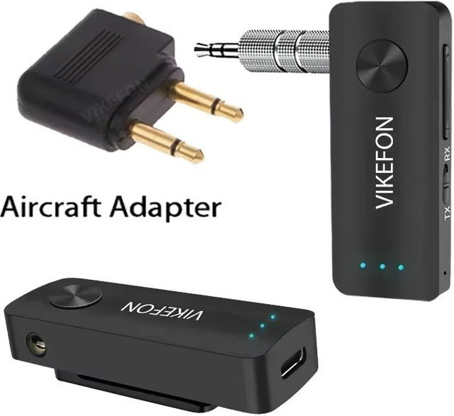 VIKEFON Bluetooth 5.4 Empfänger und Sender, Wireless HiFi Stereo Audio Adapter mit 3,5 mm AUX und Mikrofon, Schwarz - Bild 1