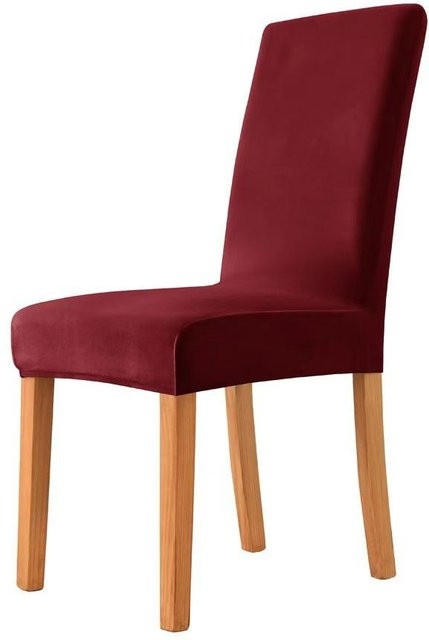 Yiran Furniture Esszimmerstuhl aus Samt in Bordeaux mit elastischem Stretch-Bezug - Bild 1