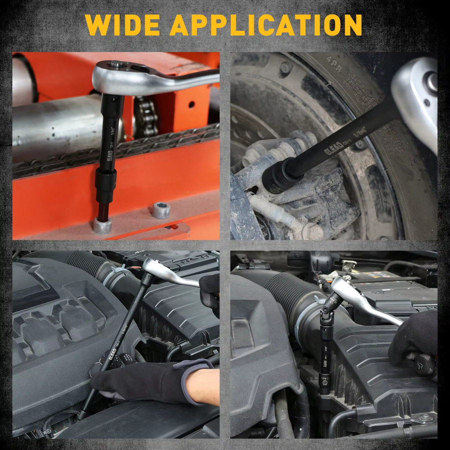 ELEAD 4-teiliges Steckschlüssel-Verlängerungsstangen-Set 3/8 Zoll aus Chrom-Vanadium-Stahl mit Universalgelenk für Autoreparaturen - Bild 6