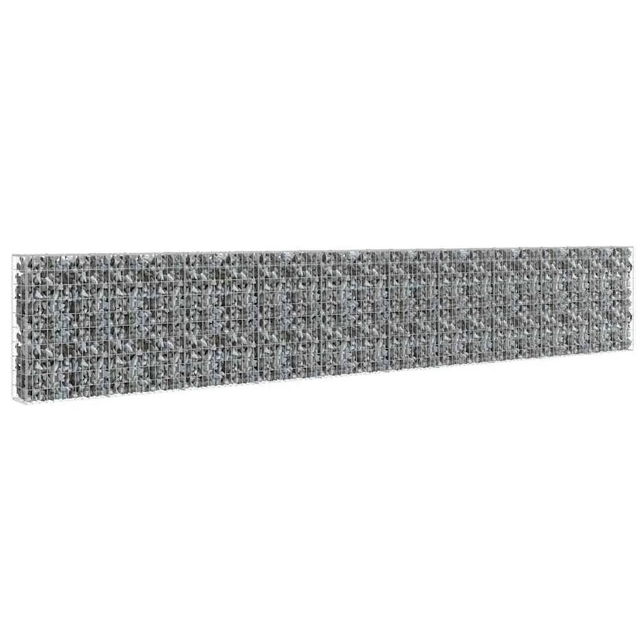 vidaXL Gabionenwand aus verzinktem Stahl mit Abdeckung, Farbe: Silber/Grau, B/T/H: 600 x 30 x 100 cm - Bild 2