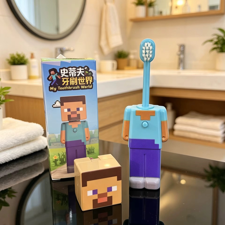 Bandai Anime My World Zahnbürste mit weichen Borsten und niedlichen MC-Figuren - Bild 3
