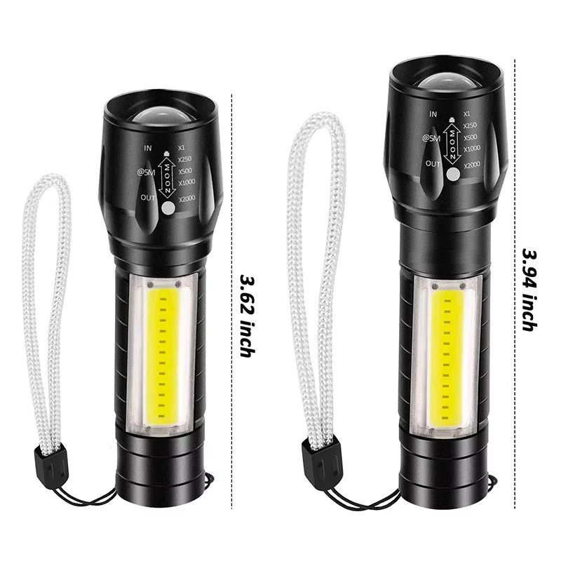 QHSPE Mini-Taschenlampe aus Aluminiumlegierung, wiederaufladbarer und zoombarer LED-Strahler für den täglichen Gebrauch - Bild 2