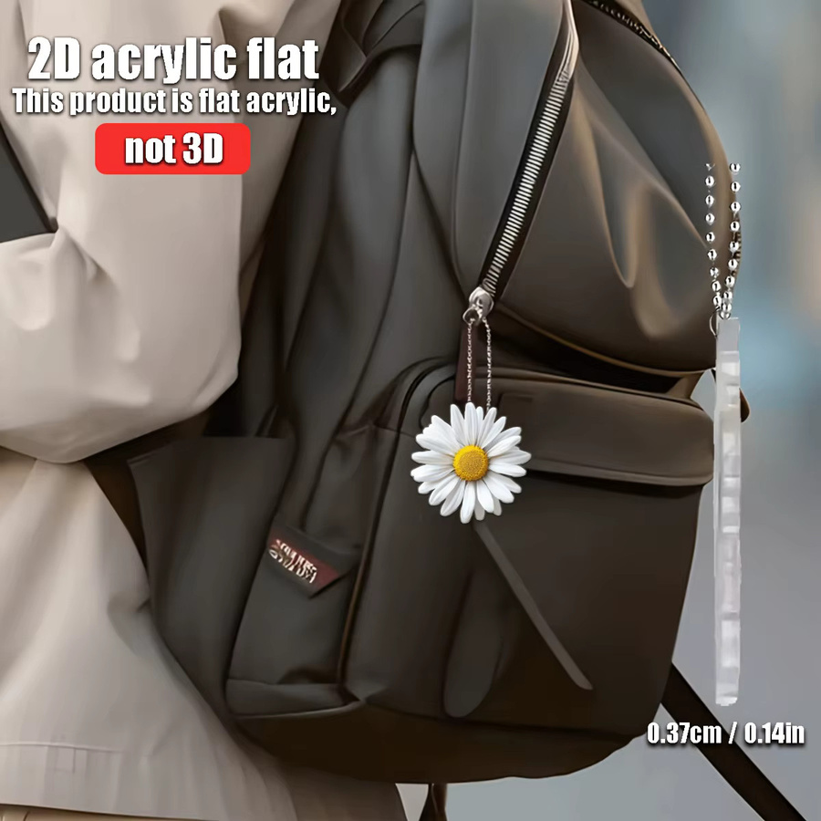 Weiße Sonnenblumen-Anhänger aus Kunststoff als dekorativer Blumen-Anhänger für Auto, Rucksack oder Schlüsselanhänger - Bild 6