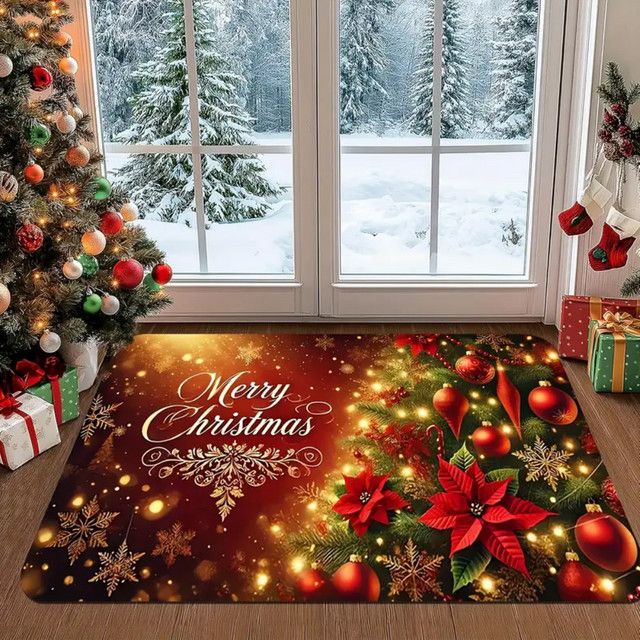 VIKAMA Weihnachtsbaum Druckteppich als dekorative Bodenmatte für Flur und Eingangsbereich - Bild 1