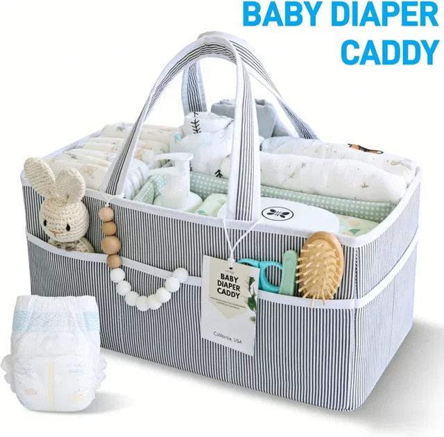 Baby-Windel-Caddy-Organizer von Fun Uncle in Grau als Aufbewahrungskorb für Neugeborenen-Essentials und Windelstation - Bild 1