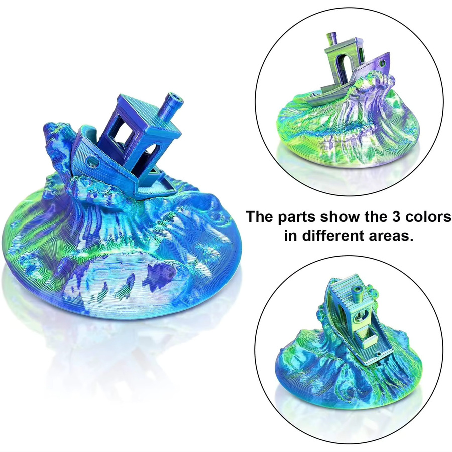 Filajoy3D Dreifarbiges Seiden-PLA-Filament für FDM 3D-Drucker, Blau, Lila und Gelb, 1,75 mm, 500 g - Bild 3