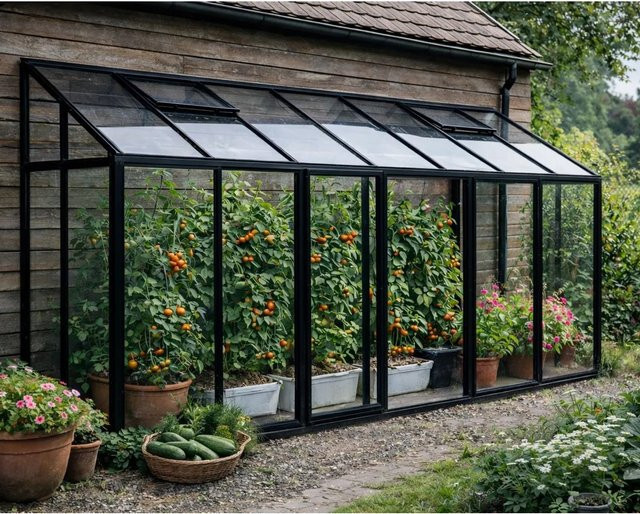 Bloomcabin Wandgewächshaus GHLT11 in Schwarz aus Aluminium und Sicherheitsglas - Bild 1