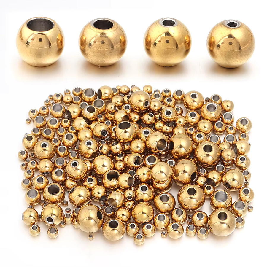 lingsai Perlen Edelstahl, Gold, 2-10mm, Runde Abstandshalter - Bild 4
