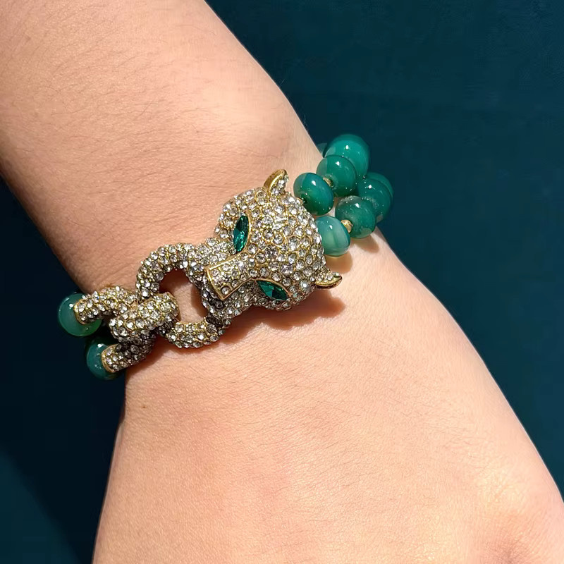 STALAIT Armband, Leopardenkopf, Strassbesatz, goldfarben, Damen - Bild 3