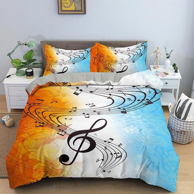 Bettwäsche-Set JMG Household Supplies mit buntem Musiknoten-Design, B/H: 135 x 200 cm - Bild 1