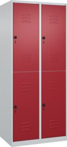 C+P Doppelstock-Spind Classic PLUS mit 2 Abteilen, Farbe: Lichtgrau/Rubinrot, B/T/H: 80 x 50 x 185 cm - Bild 1