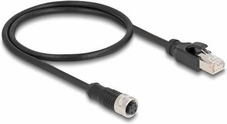 Delock Netzwerk Adapter RJ45 auf M12 S/FTP Cat5e Ethernet LAN Kabel Schwarz Länge: 0,50 m - Bild 1