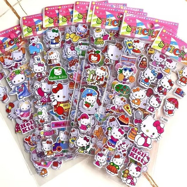 Bandai 3D Cartoon Kitty Puffy Aufkleberbögen in Multicolour für Kinder und DIY-Projekte - Bild 1