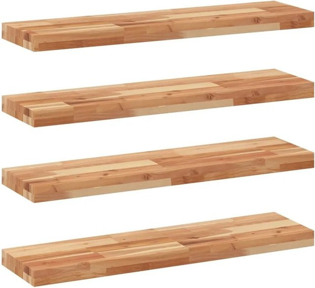 vidaXL Schweberegale Set 4 Stück aus Akazien-Massivholz, braun, B/T/H: 100 x 20 x 4 cm, ölbehandelt - Bild 1