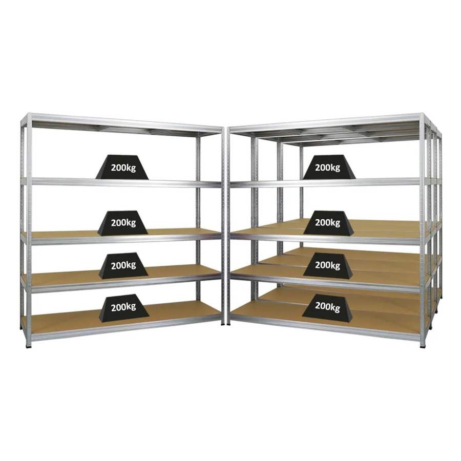 PROREGAL Schwerlastregal Giant Elephant Set aus 4 Regalen, verzinkt, H x B x T: 180 x 180 x 45 cm, Fachlast 200 kg, mit verstellbaren MDF-Holzböden - Bild 2