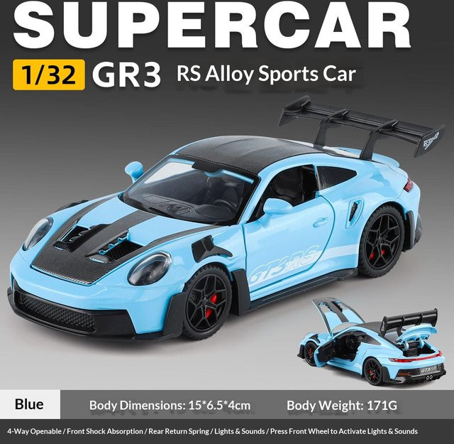 Linyi toy car 911-Gt3 Sportwagen Modell, Maßstab 1:32, mit Beleuchtung, ab 14 Jahren - Bild 1