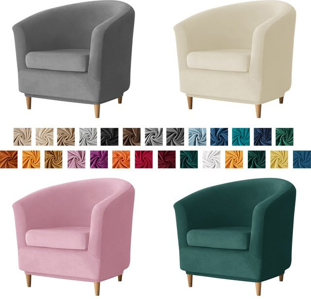 Yupartex 2er-Set Sesselbezüge aus weichem Samt mit Sitzkissen-Abdeckung, elastischer Stretch-Schonbezug für Clubstühle und Sessel - Bild 1