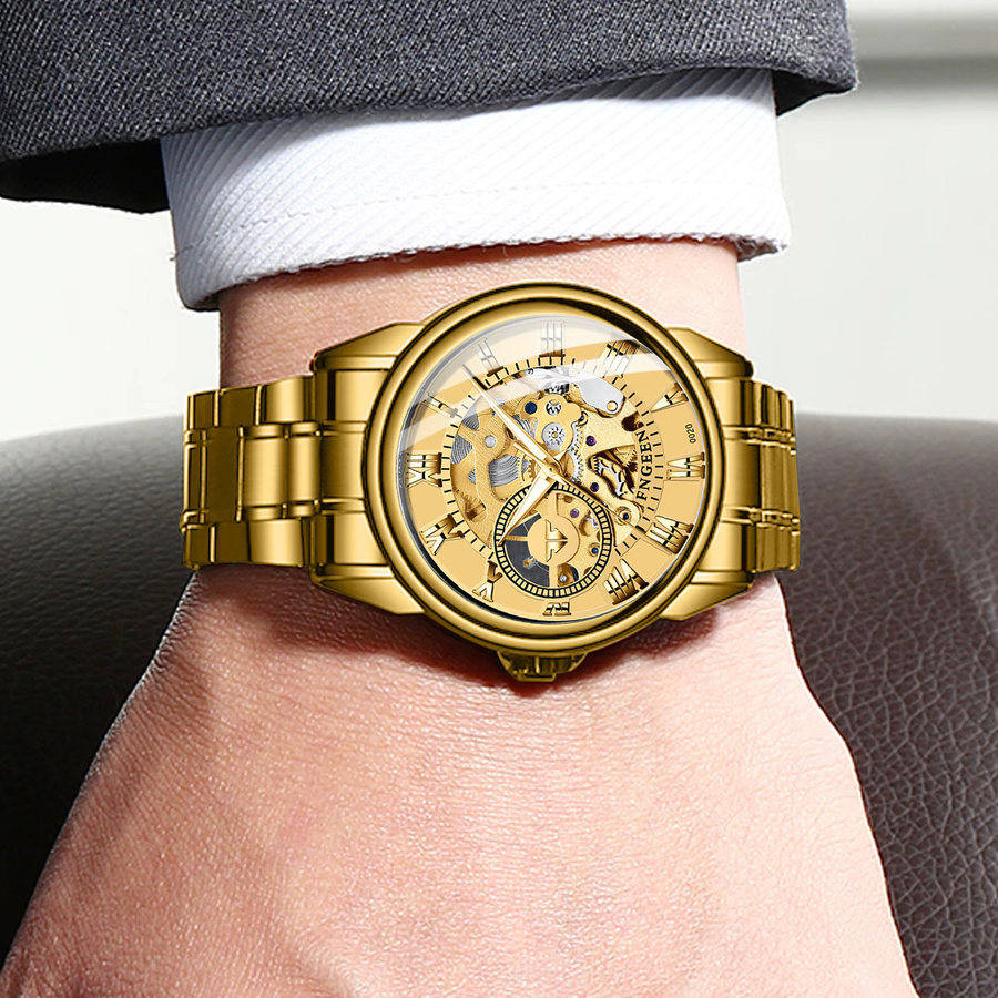 BINBOND Armbanduhr, Automatik, Edelstahl, Gold, Herren - Bild 3