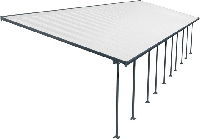 Palram Canopia Terrassenüberdachung Feria Lean-to in Anthrazit mit integrierten Regenrinnen und Click N´ Lock Dachverbindungssystem, B: 400 cm - Bild 1