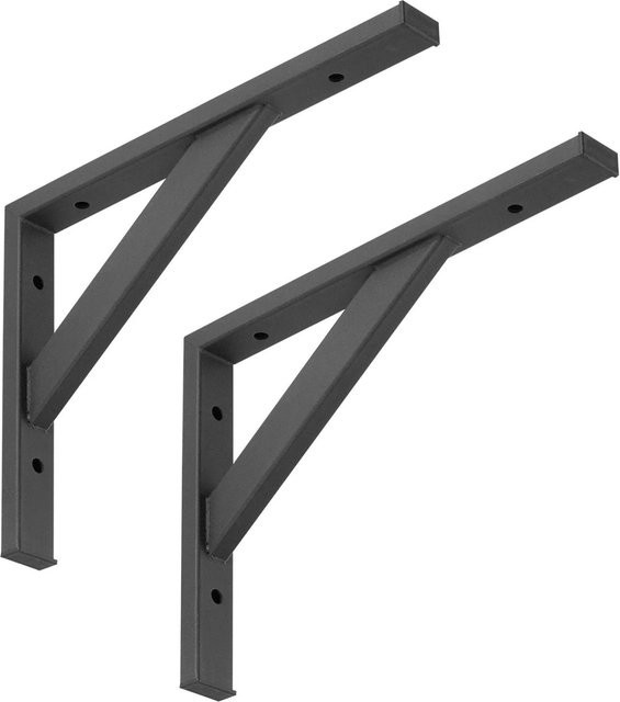 SO-TECH Schwerlastkonsole 2er-Set aus Stahl in Schwarz Matt, Tragkraft 75 kg, Breite: 29,5 cm, Höhe: 21,5 cm - Bild 1