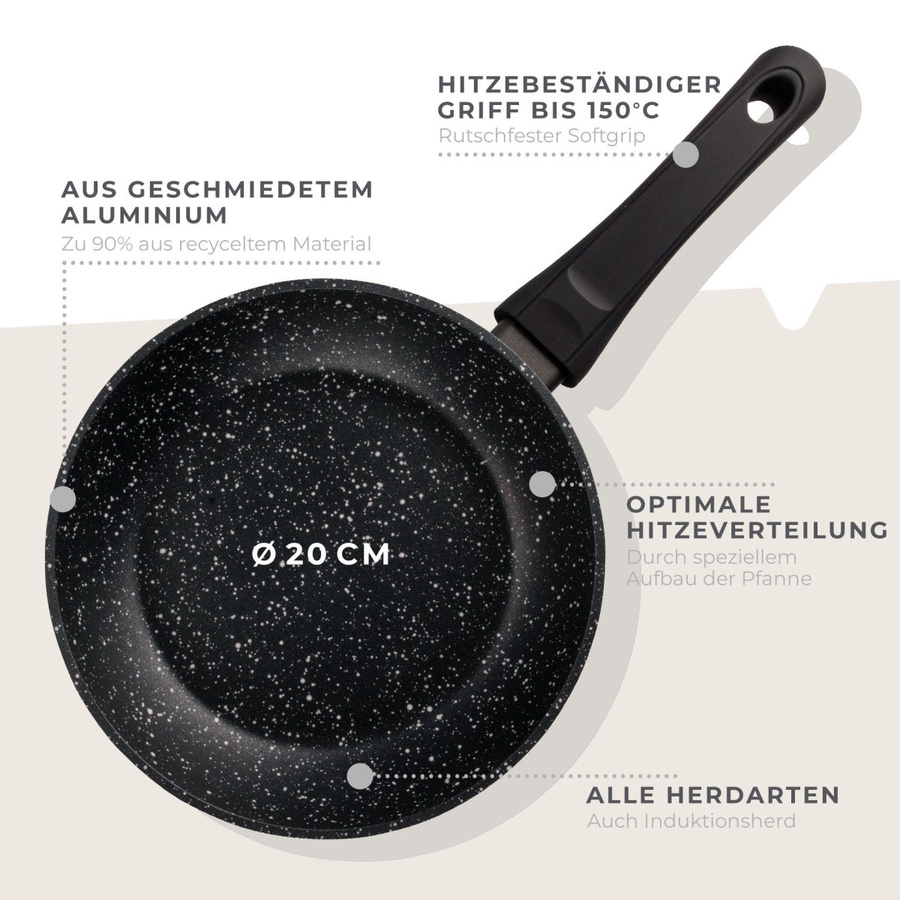 Fackelmann Antihaft-Pfanne Marble aus Aluminium in Anthrazit Schwarz Durchmesser: 20 cm - Bild 2