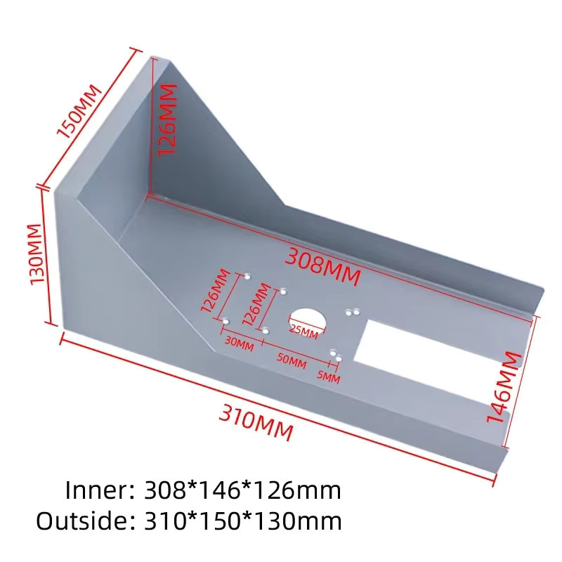 Wasserdichte Metall-Regenschutzabdeckung für Zugangskontrollsysteme und Tastaturen in Silber, B/H/T: 31,0 x 15,0 x 13,0 cm - Bild 2